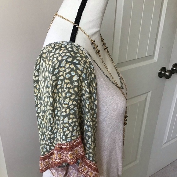 Altar’d State Boho Butterfly Sleeve Front Tie Top With Vintage Necklace - Picture 6 of 12